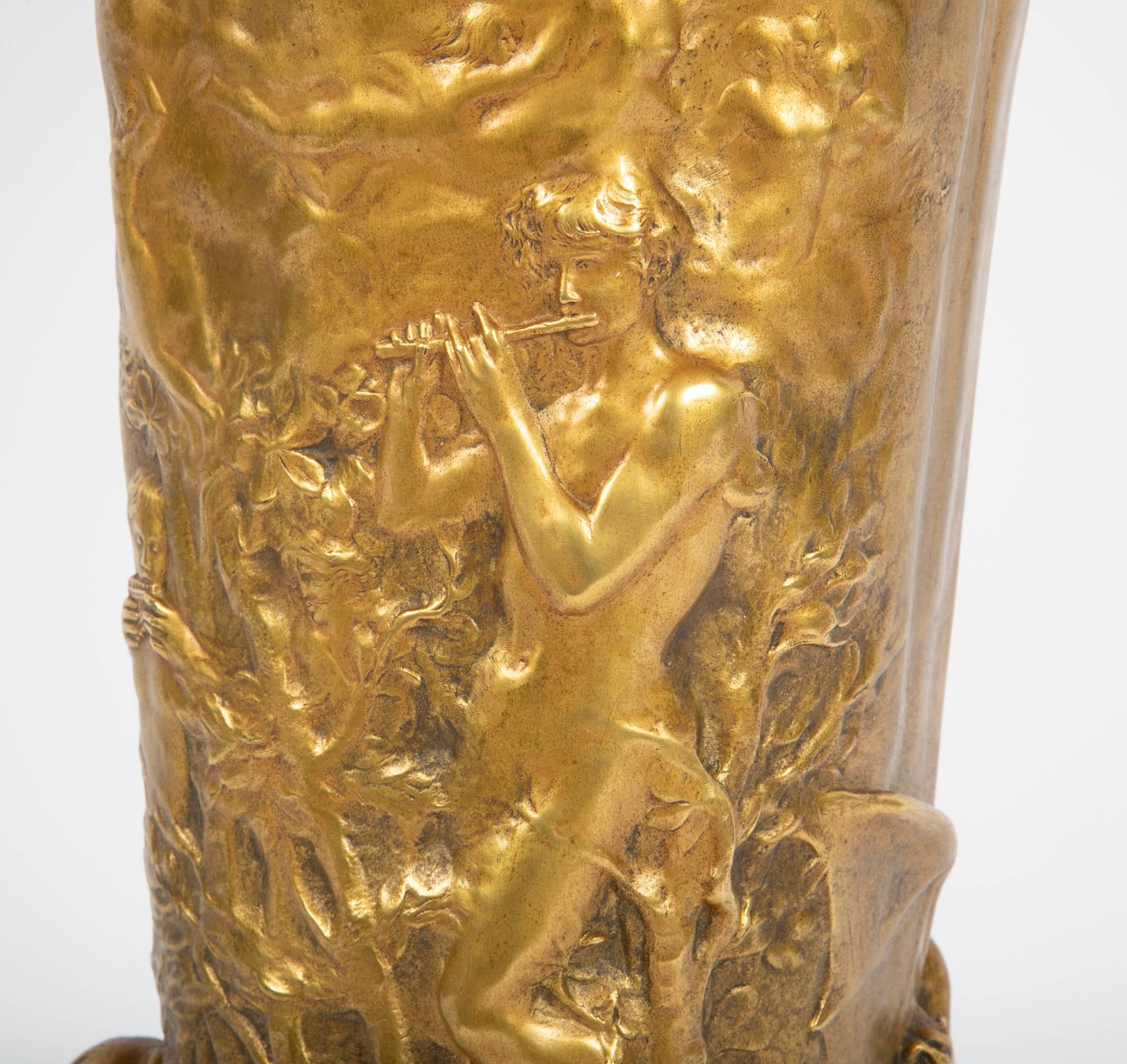 Francois-Raoul Larche Gilt Bronze Vase/Lamp with Siot-Paris Foundry Stamp In Good Condition In Stamford, CT