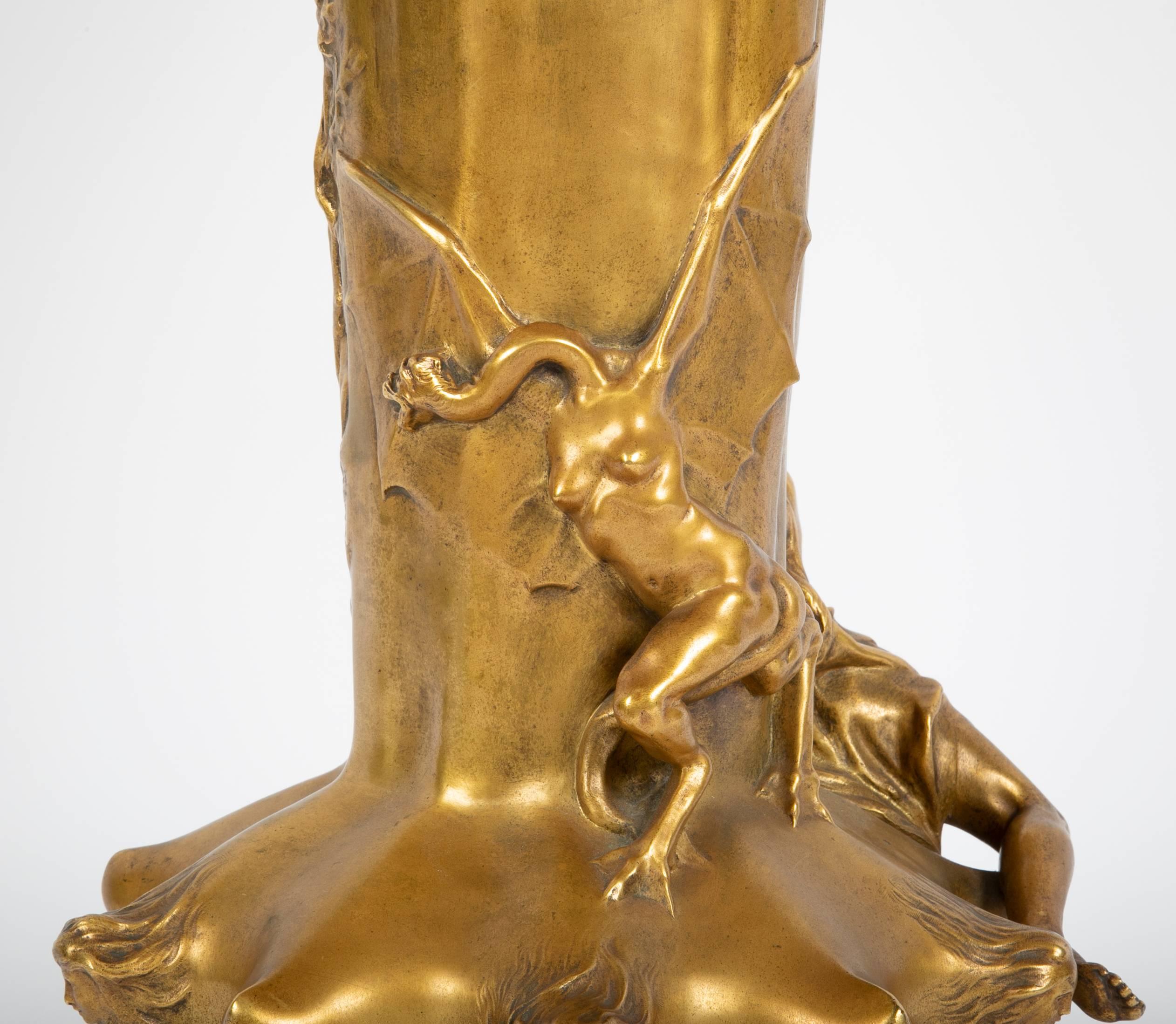 Early 20th Century Francois-Raoul Larche Gilt Bronze Vase/Lamp with Siot-Paris Foundry Stamp