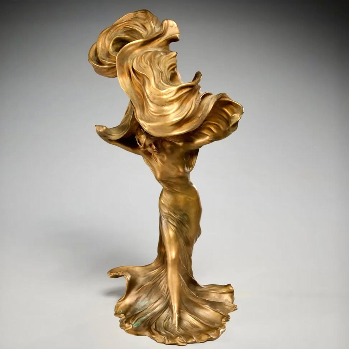 Tischlampe „Loie Fuller“ von Francois-Raoul Larche  (Art nouveau) im Angebot