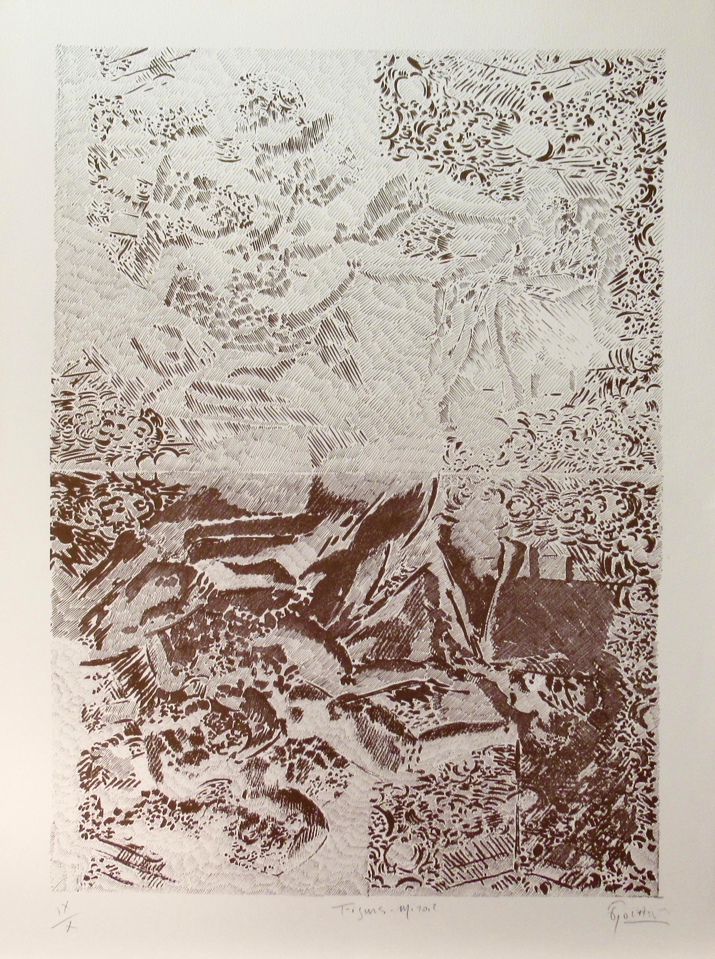 Figure Miroir - Print by Francois Rouan