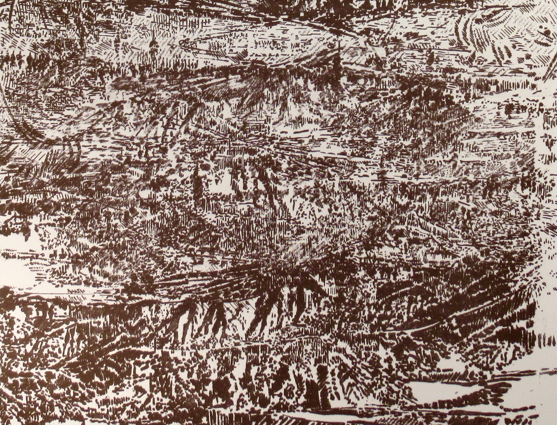 Paysage - Brown Abstract Print by Francois Rouan