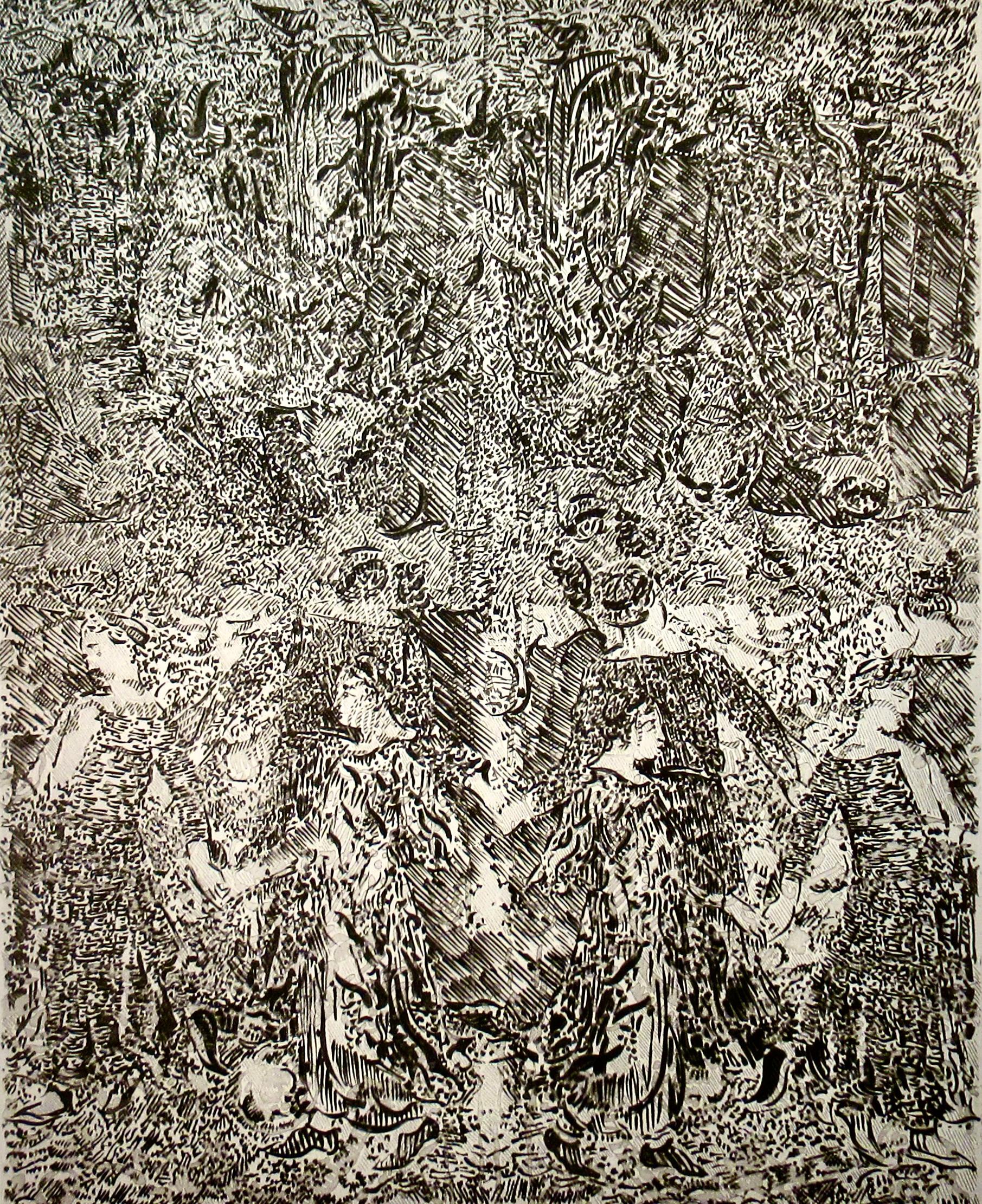 Francois Rouan Abstract Print - Sans Titre