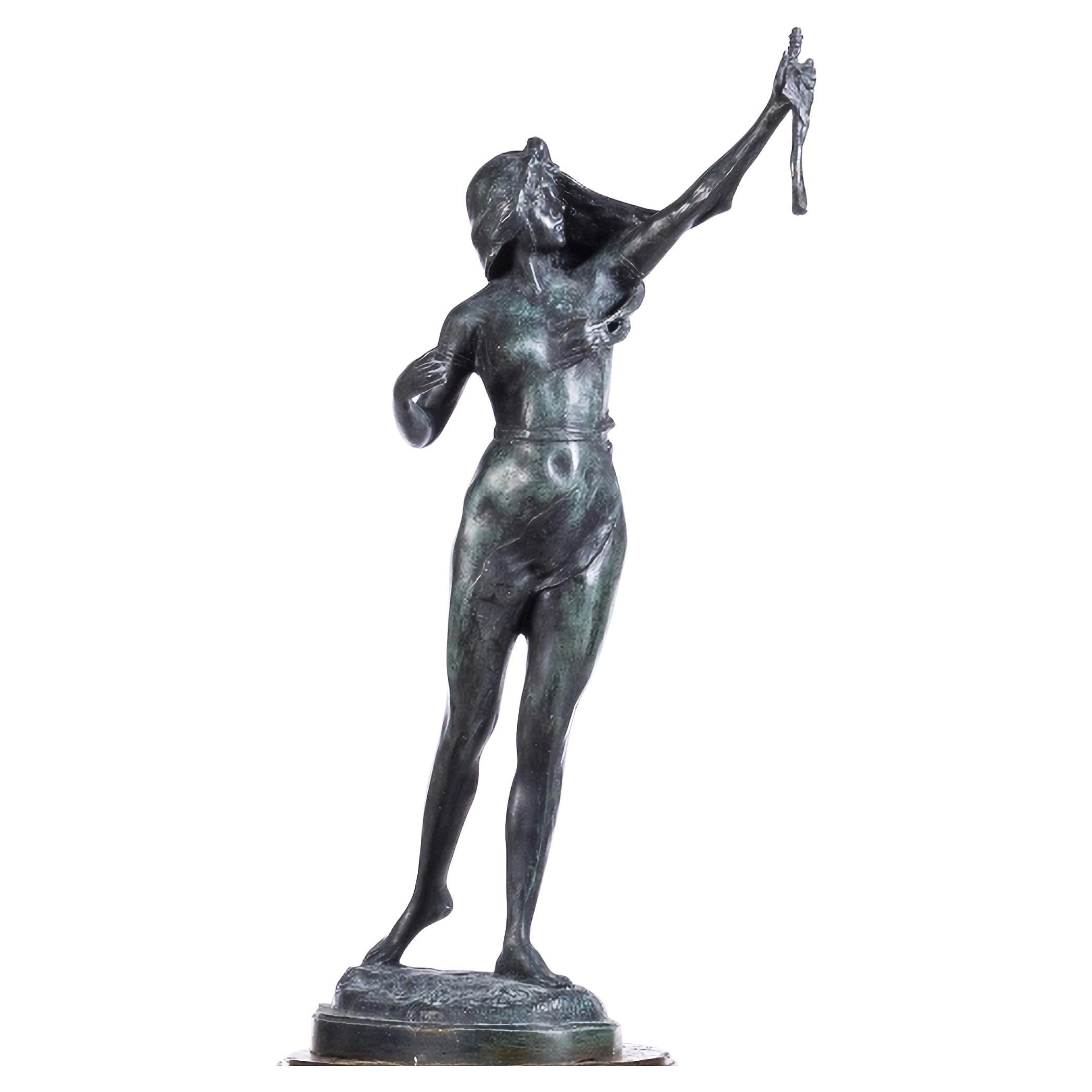 François Rude Attributed "Female Figure", Bronze Sculpture Signed For Sale