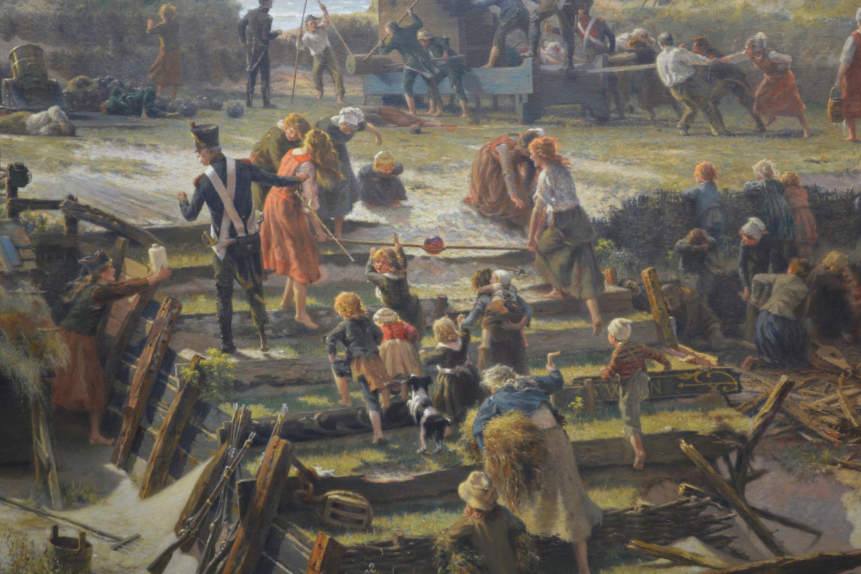 „Batterie de Cote Engagee“ – Eine Marineschlacht mit Admiral Nelson. Öl auf Leinwand (Französische Schule), Painting, von Francois Tattegrain