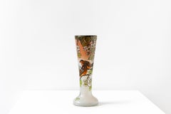 François-Théodore Legras, Signed Art Nouveau Vase in White and Pink-Tinted Glass