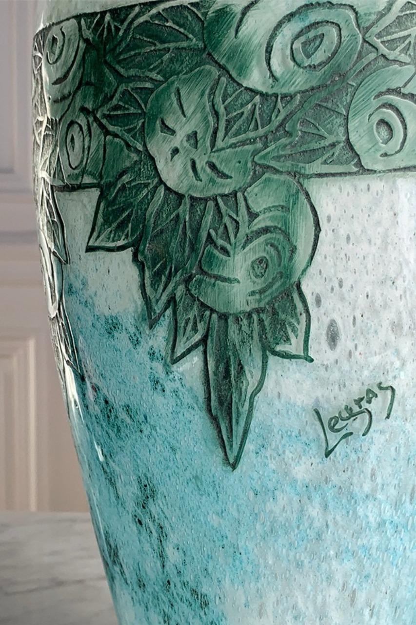 Art Nouveau Francois Theodore Legras Oval Vase 1930s France For Sale