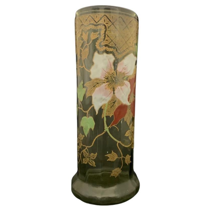 Francois Theodore Legras Pareja de jarrones en vidrio esmaltado Circa 1900 en Excelente estado para la venta en Beuzevillette, FR