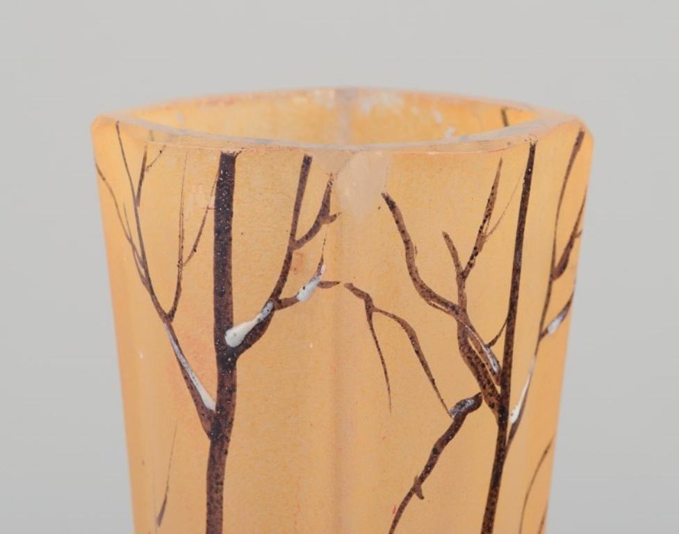 François-Théodore Legras. Tall Art Nouveau vase in frosted art glass In Excellent Condition For Sale In København, Copenhagen