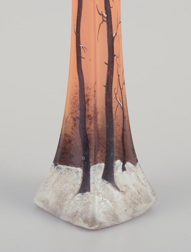 François-Théodore Legras. Tall Art Nouveau vase in frosted art glass For Sale 1