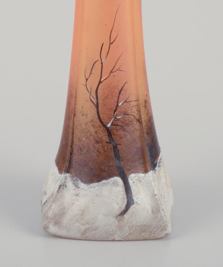François-Théodore Legras. Tall Art Nouveau vase in frosted art glass For Sale 2