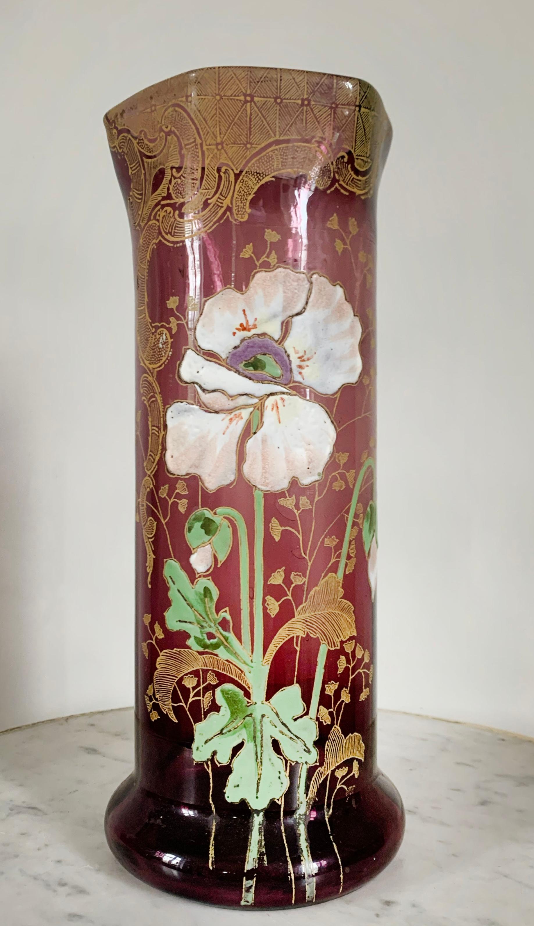 French Francois Theordore Legras, Purple Vase, 20th Century Art Nouveau For Sale