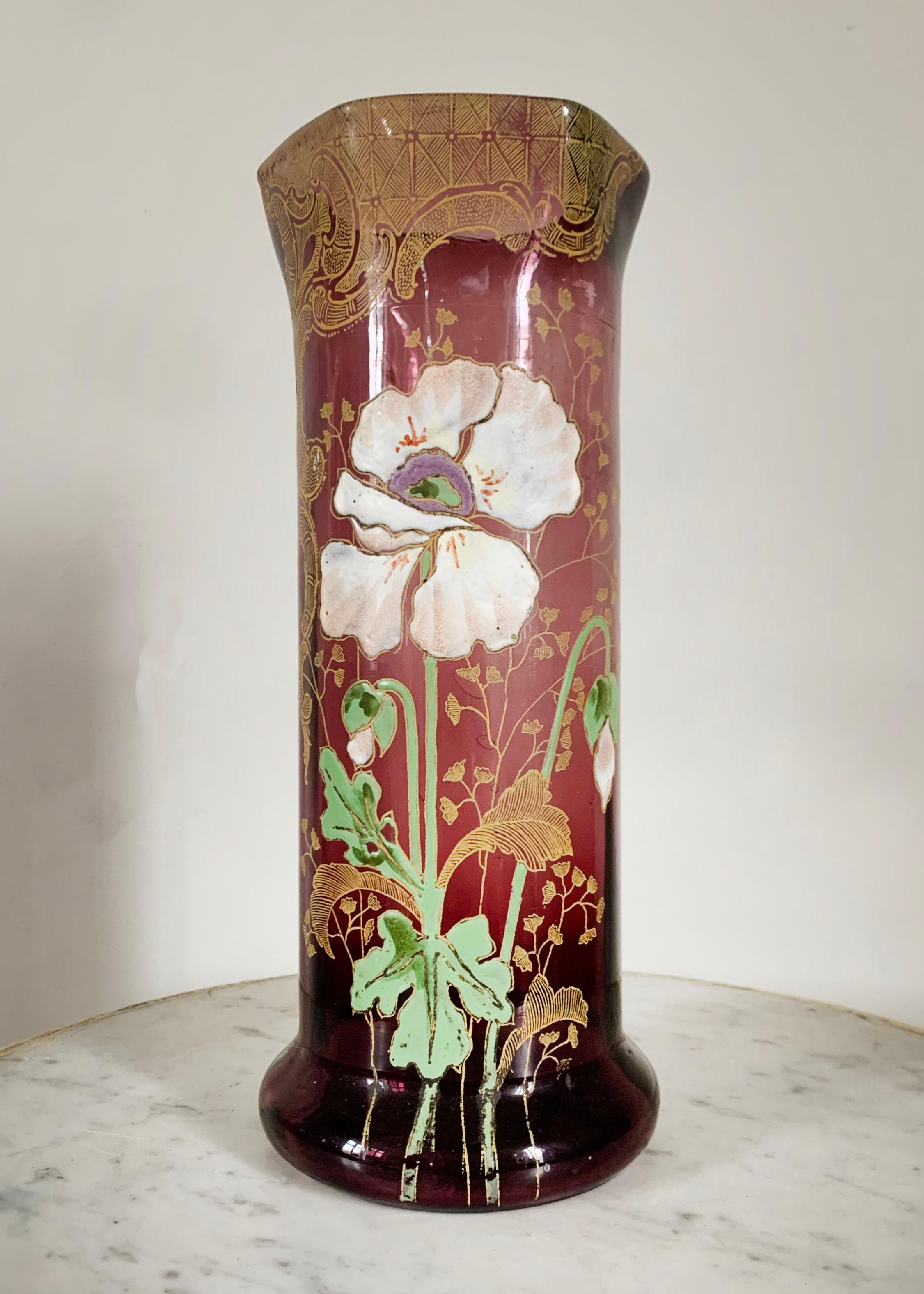 Francois Theordore Legras, Purple Vase, 20th Century Art Nouveau In Good Condition For Sale In Beuzevillette, FR