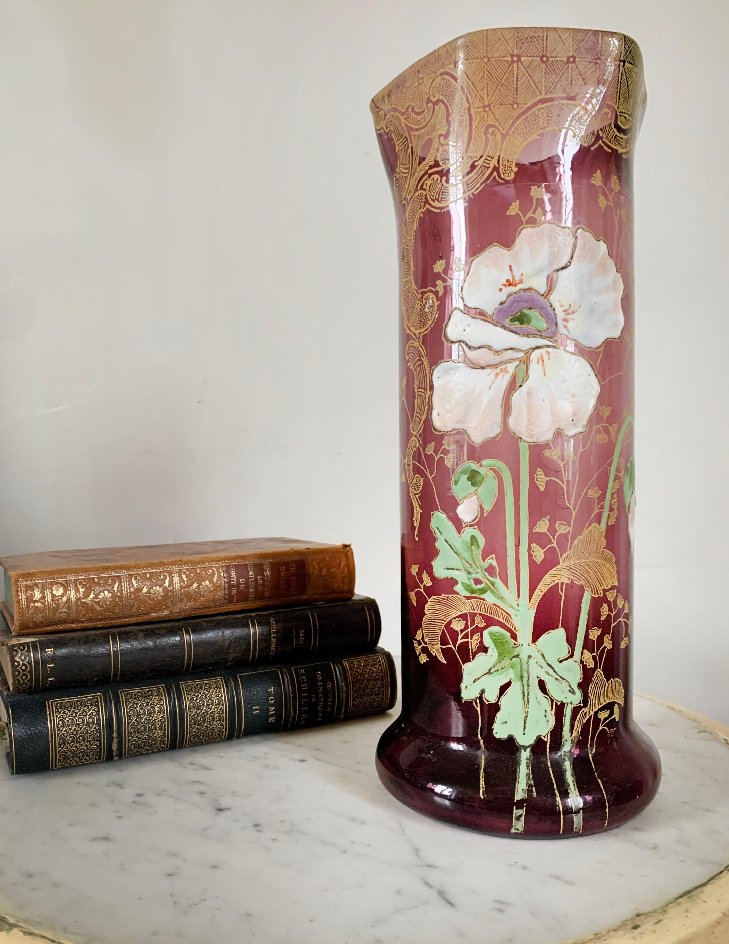 20ième siècle Francois Theordore Legras, Vase violet, 20e siècle Art nouveau en vente