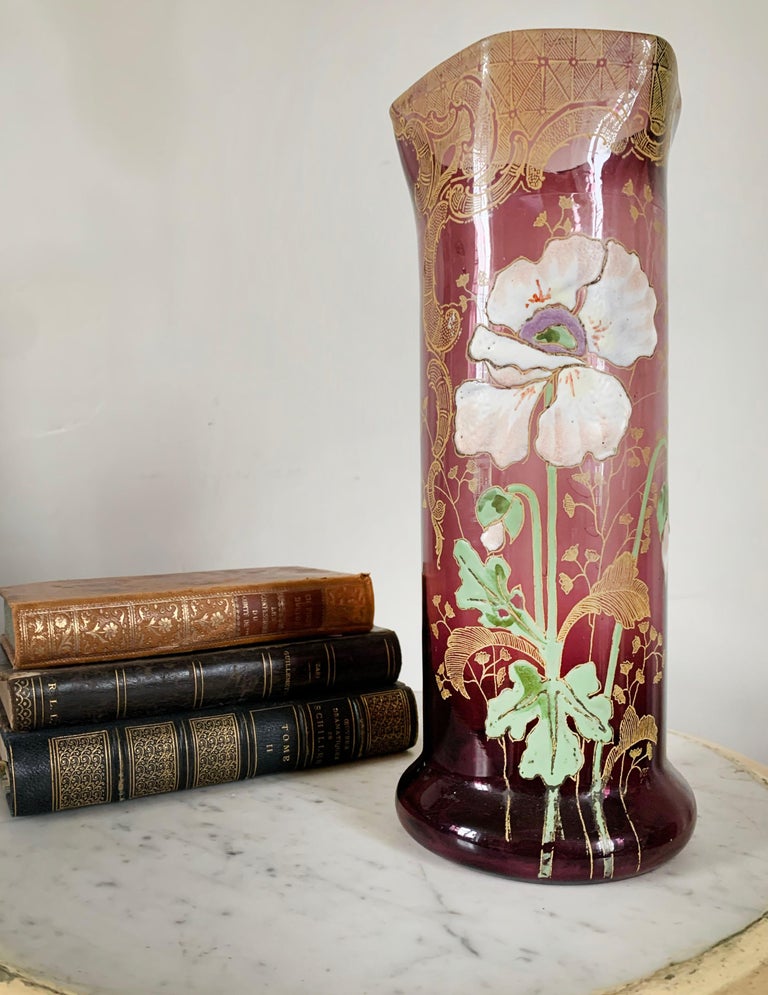 Francois Theordore Legras, Purple Vase, 20th Century Art Nouveau For Sale  at 1stDibs