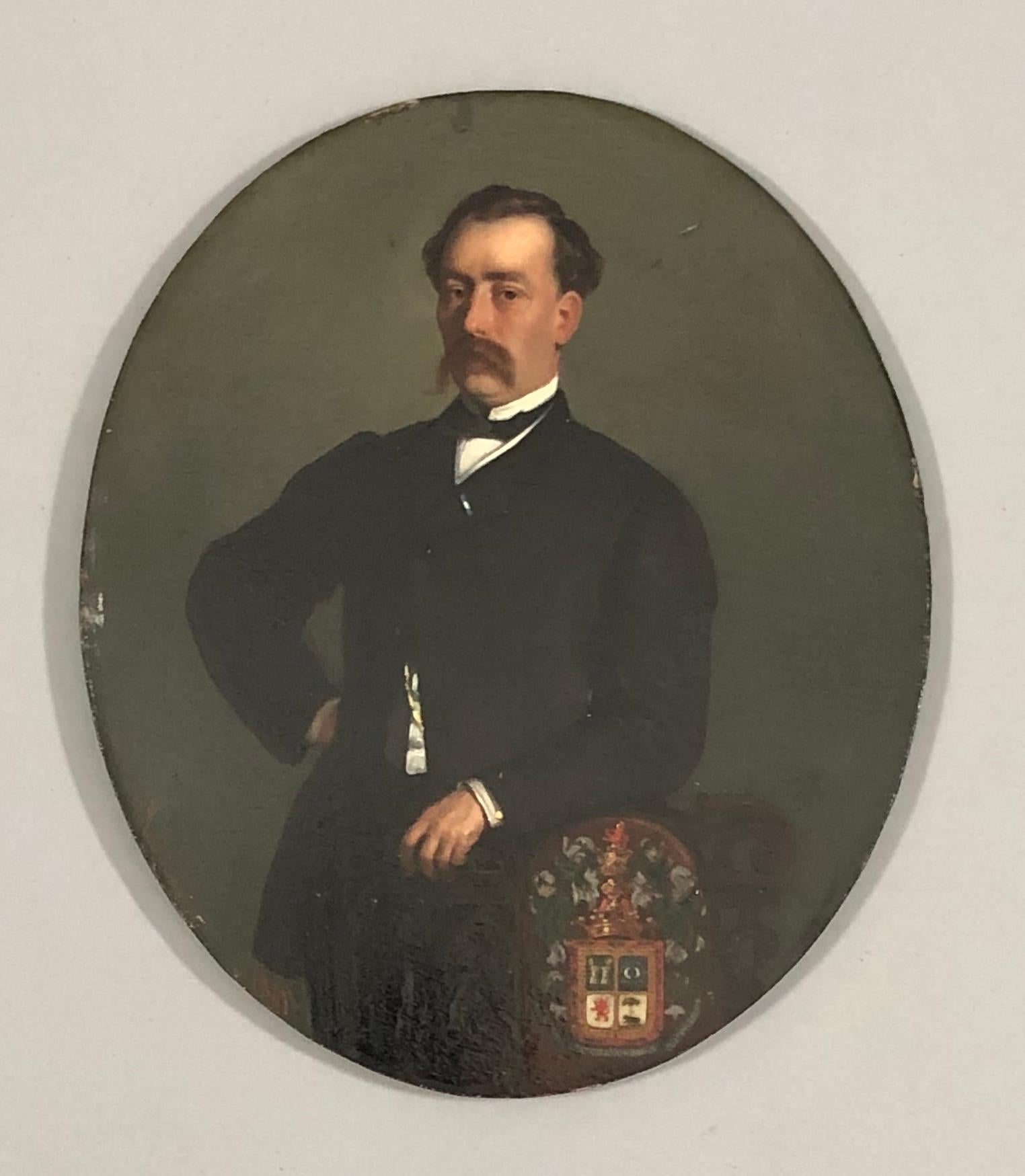Francois Van Severdonck Portrait Painting – FRANCOIS VAN SEVERDOCK. Porträt von Eugène de Zereso de Cejada. Öl auf Platte