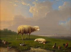 Sheep and Poultry Grazing in a Landscape by Franz (Francois) Van Severdonck