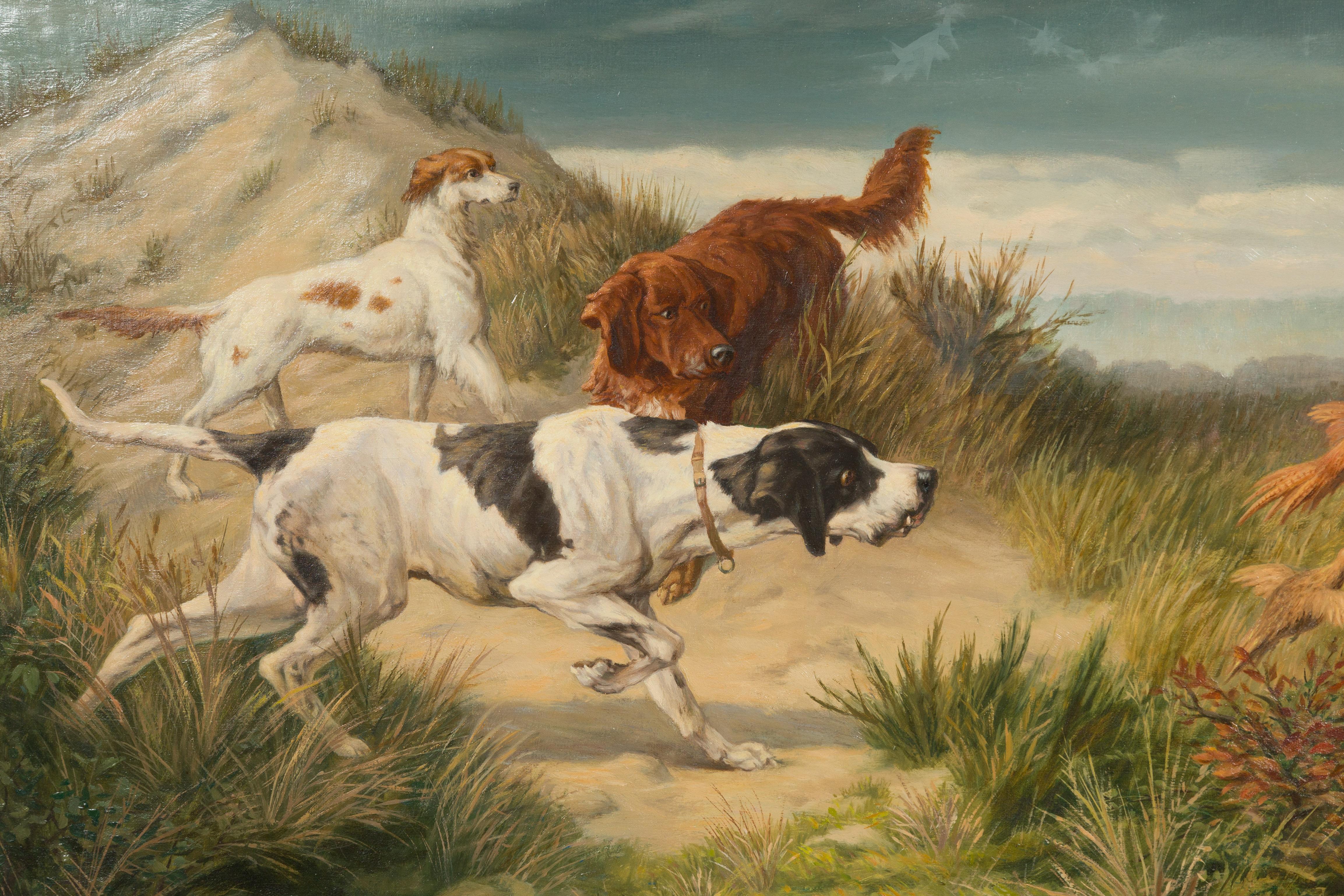 François Veroustraete Oil on Canvas Dog Painting Titled on the Scent 1