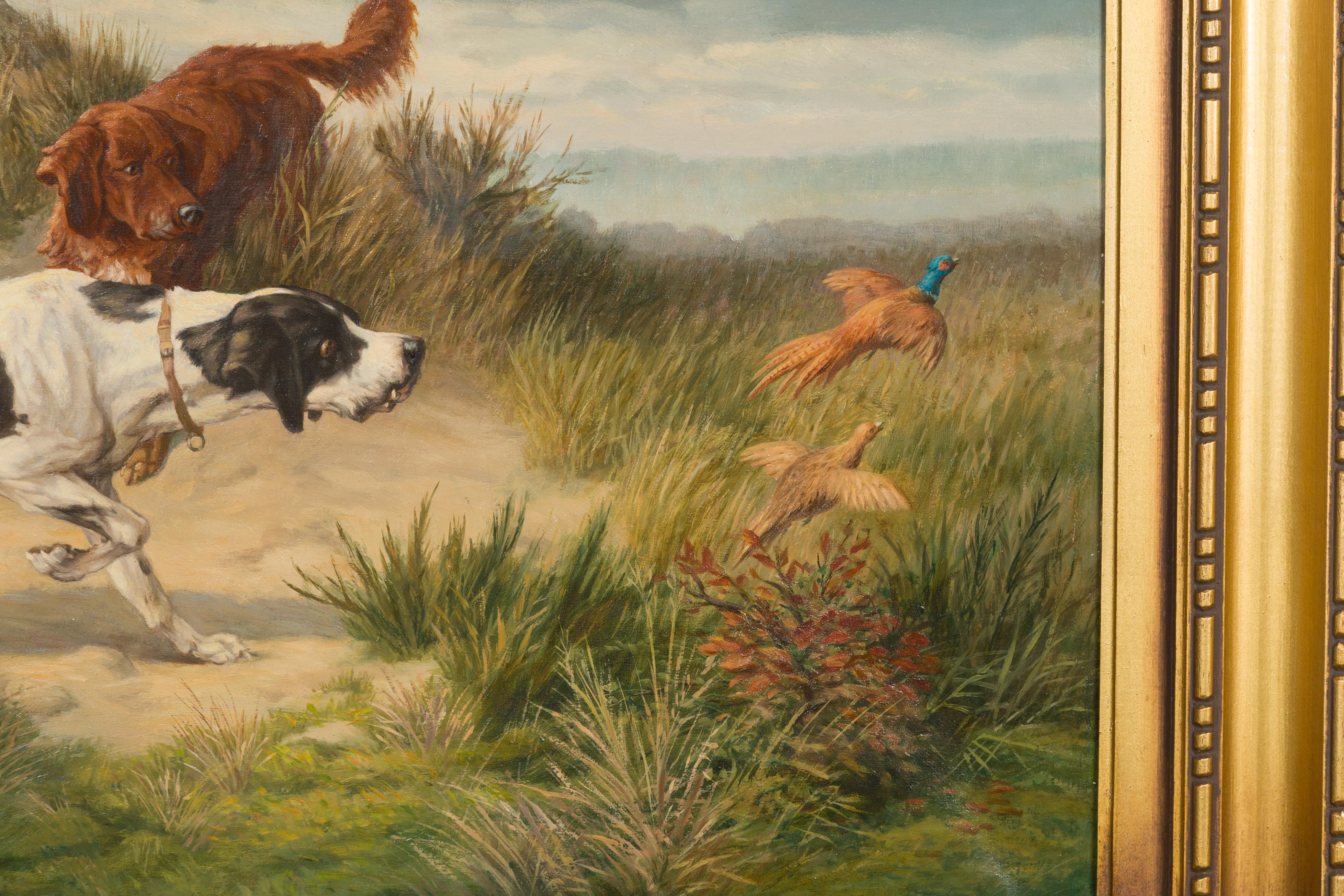 François Veroustraete Oil on Canvas Dog Painting Titled on the Scent 2