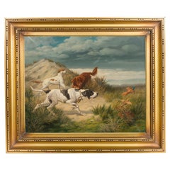 François Veroustraete Oil on Canvas Dog Painting Titled on the Scent François Veroustraete Oil on Canvas Dog Painting Titled on the Scent