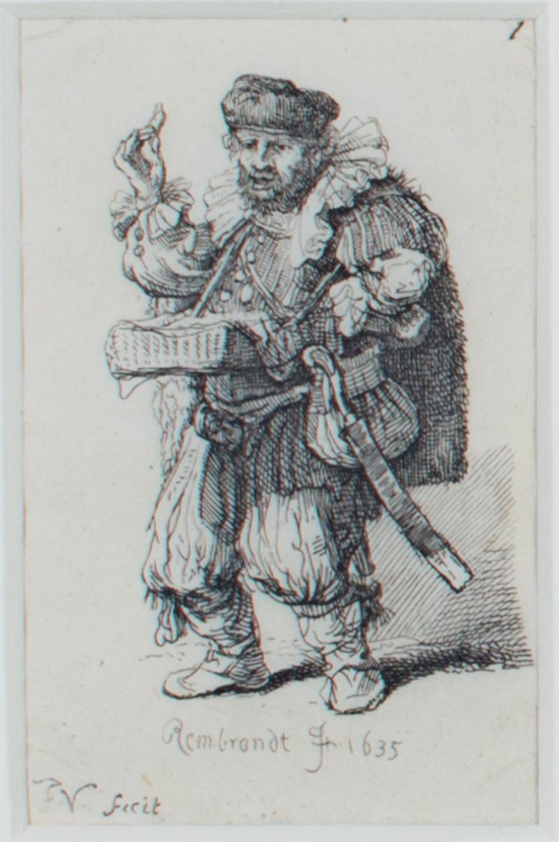 Three original etchings of figures after Rembrandt - Print by Francois Vivares