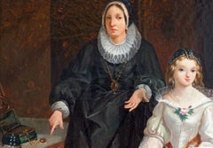 Pittura del XIX secolo  Scena di genere di scuola francese Ritratto interno