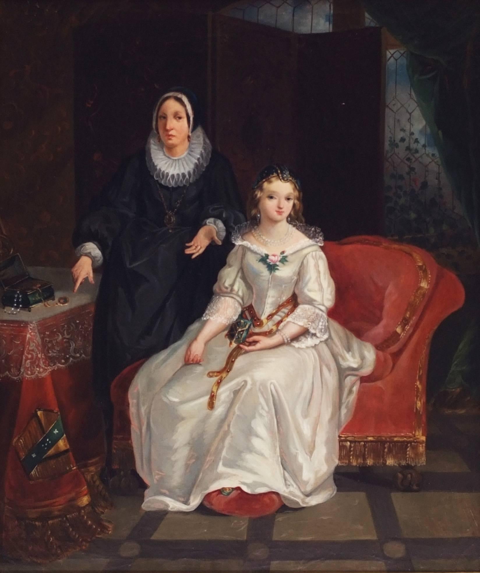 Painting 19th century  French School Genre Scene Interior Portrait For Sale 1
