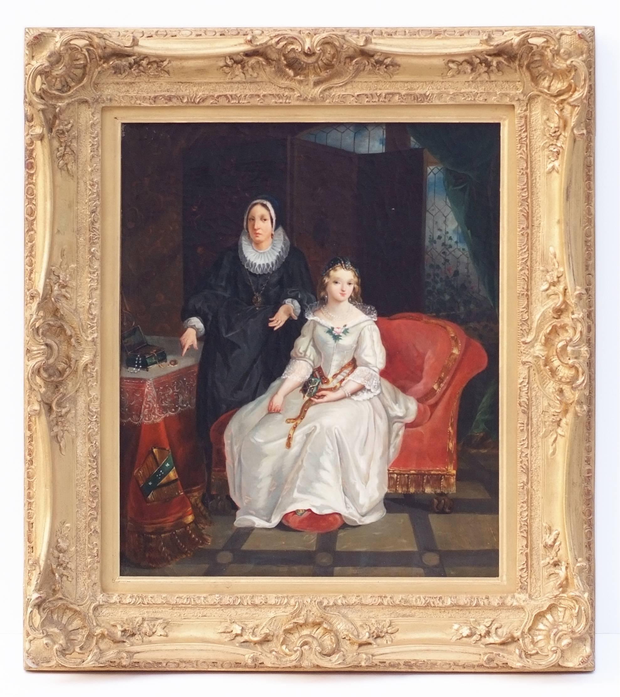 François Xavier FABRE   Portrait Painting – Gemälde des 19. Jahrhunderts  Französisches Innenporträt der französischen Schule mit Genreszenen