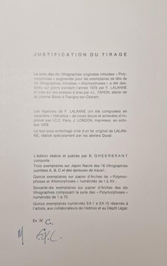 Polymorphoses. Paris, La Hune, 1978.