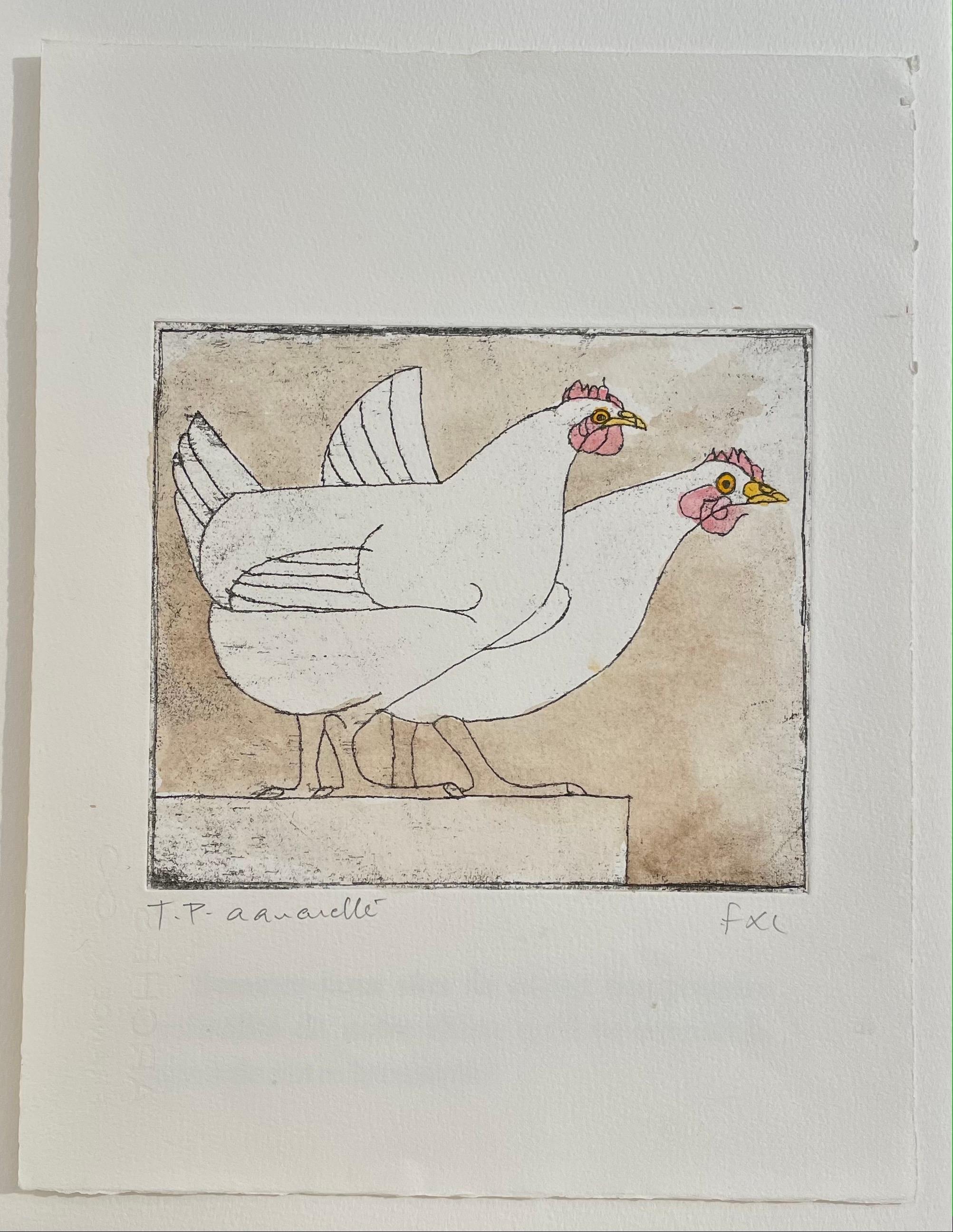 Francois-Xavier Lalanne (1927-2008) The Hen, unique watercolore