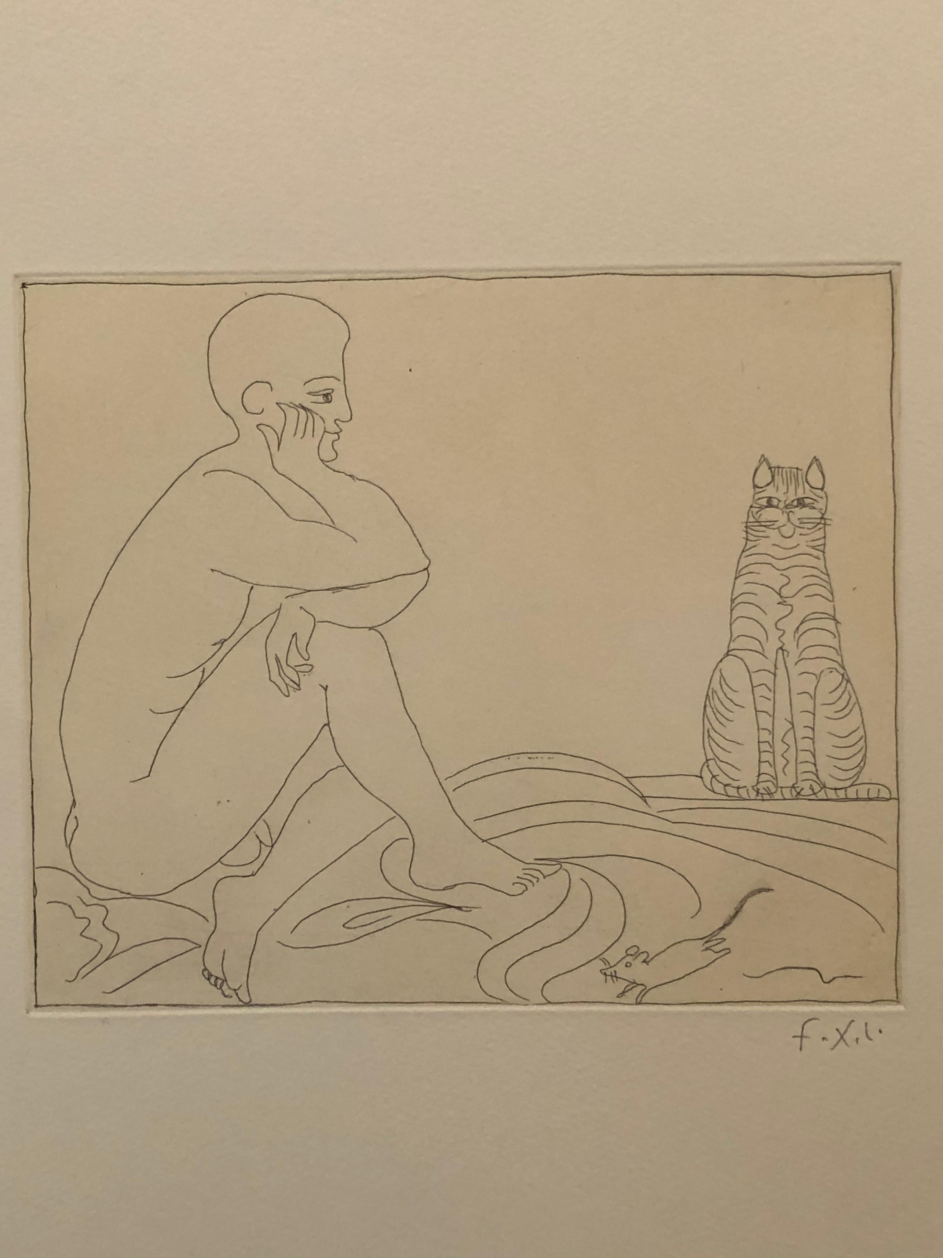 Francois-Xavier Lalanne (1927-2008) Cat, mouse and seated man, 2002
Techniques : etching on paper 
Hand signed in pencil by François Xavier Lalanne, in perfect condition

 
Dimensions of the paper : 38 x 28 cm (14,96 x 11 inches)
Dimensions of the