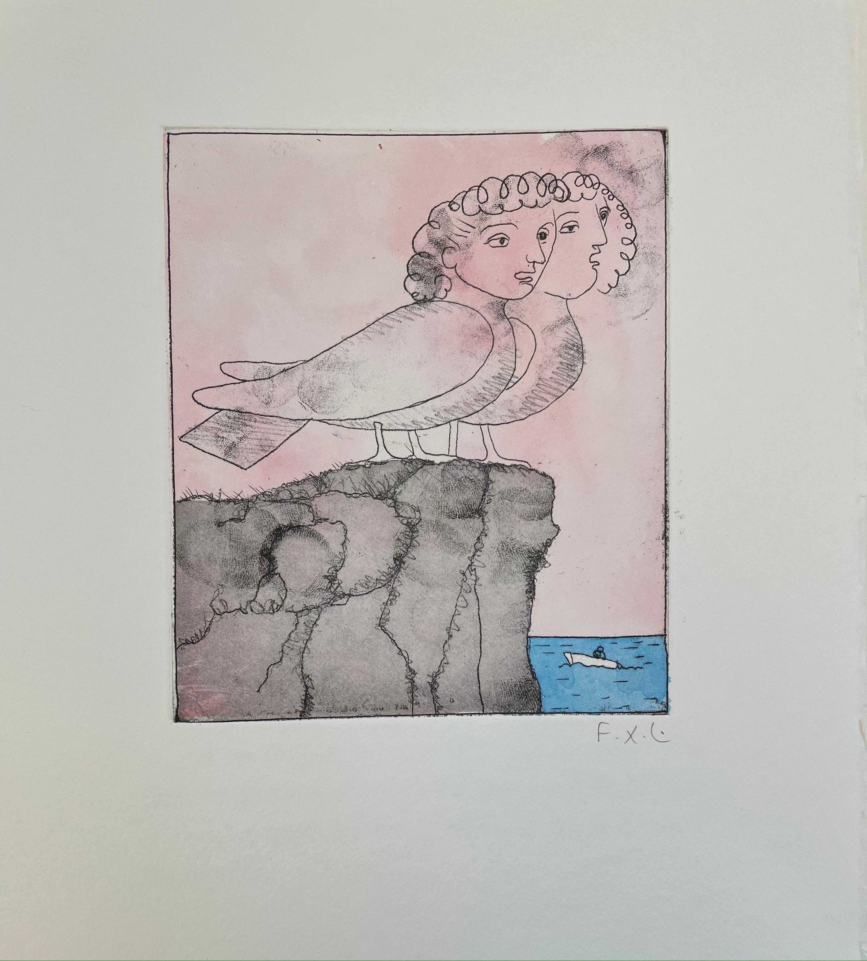  François-Xavier Lalanne (1927-2008) Sirènes (oiseaux à tête de femme dans la mythologie grecque) - Print de Francois-Xavier Lalanne