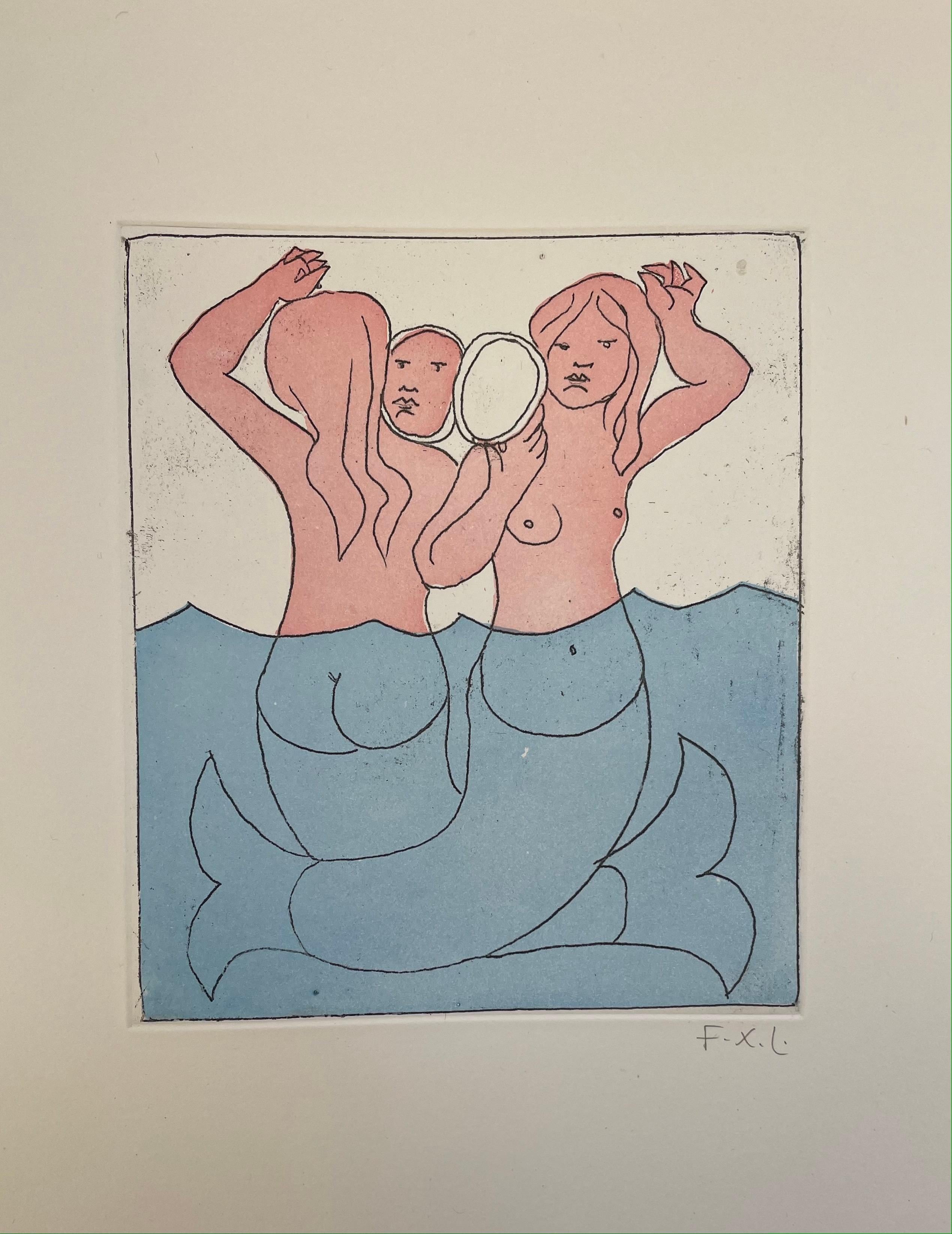 François-Xavier Lalanne (1927-2008) The Mermaids (les Néréides), 2005 
Techniques : aquatint and soft varnish on paper, hand signed in pencil by François Xavier Lalanne, in perfect condition 
Dimensions of the paper : 38 x 28 cm (14,96 x 11 inches)