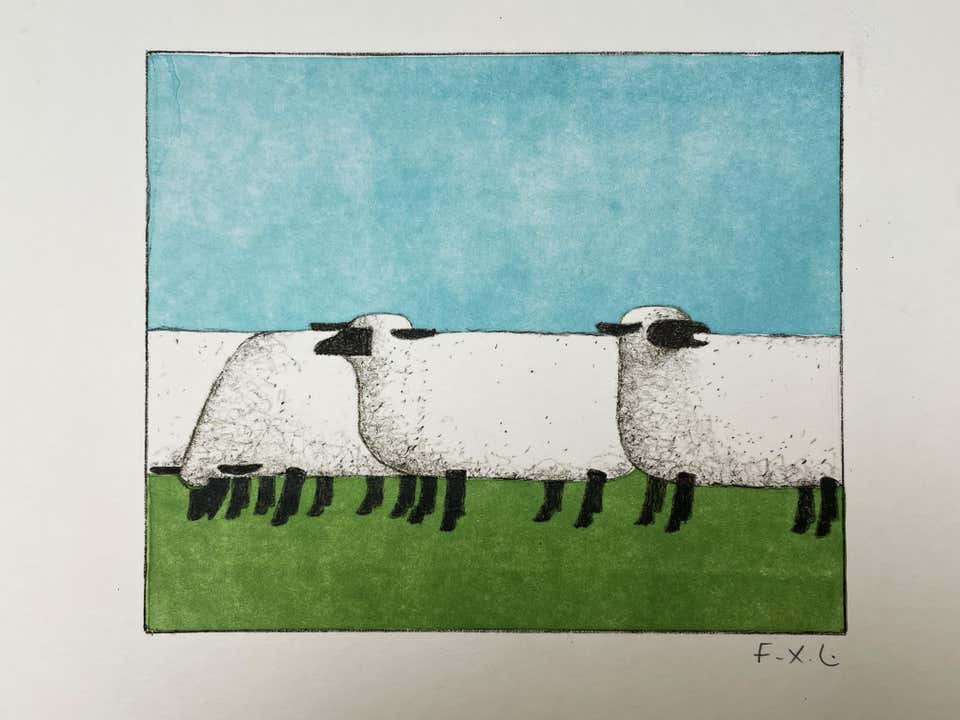 François-Xavier Lalanne, Sheeps (Les Moutons), rare original print, 2004