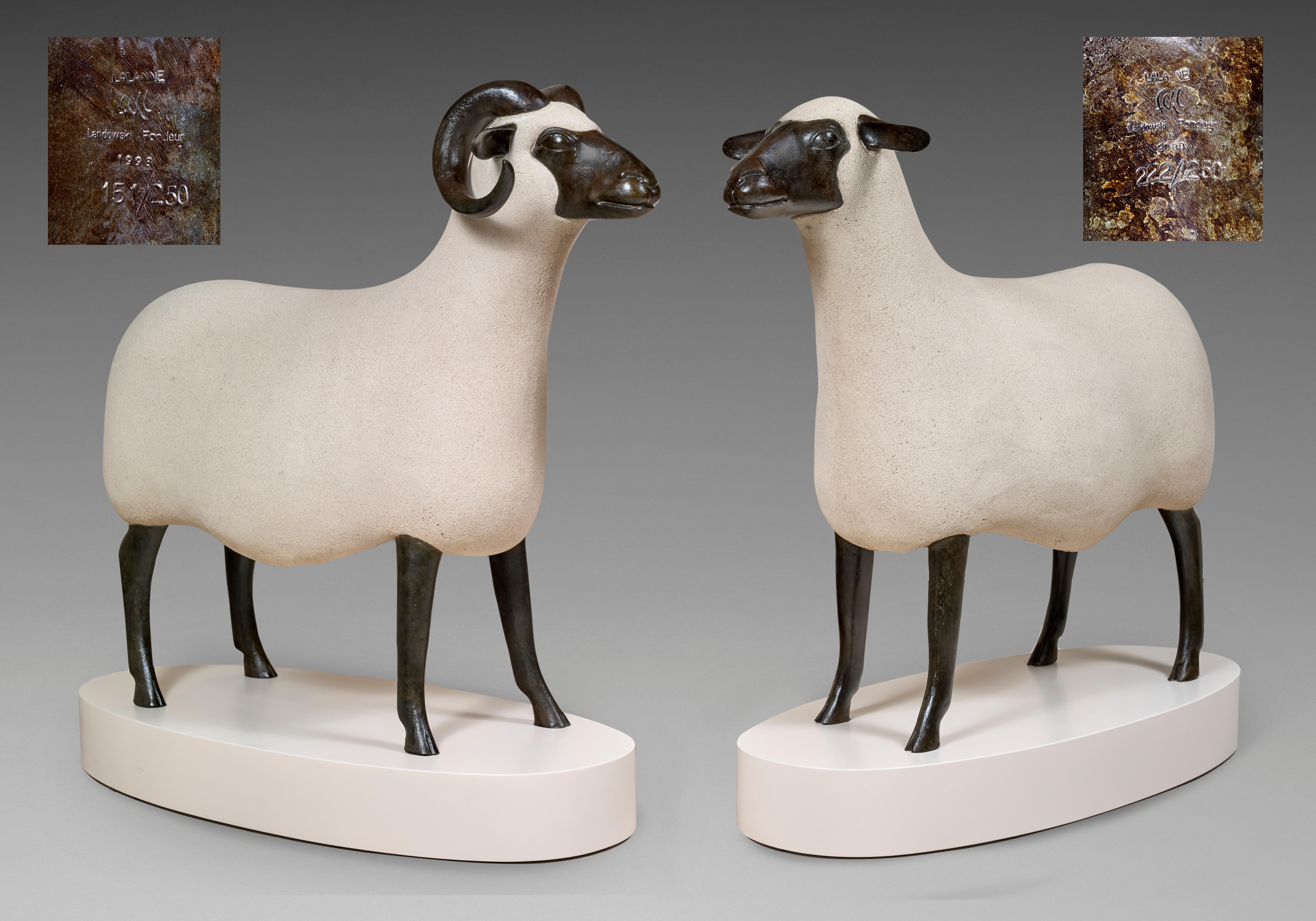 Bélier & Brebis, from the Nouveaux Moutons Series - Sculpture by Francois-Xavier Lalanne