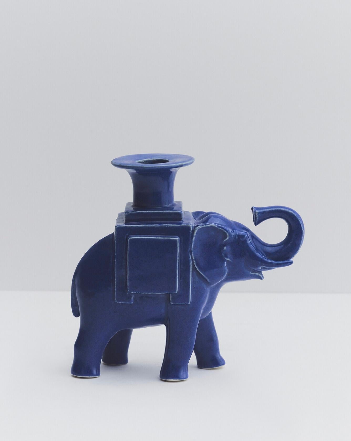 Paire Bougeoirs Elephant, Candle Stick, Animal, Ceramic, Lalanne, Design - Gray Figurative Sculpture by Francois-Xavier Lalanne