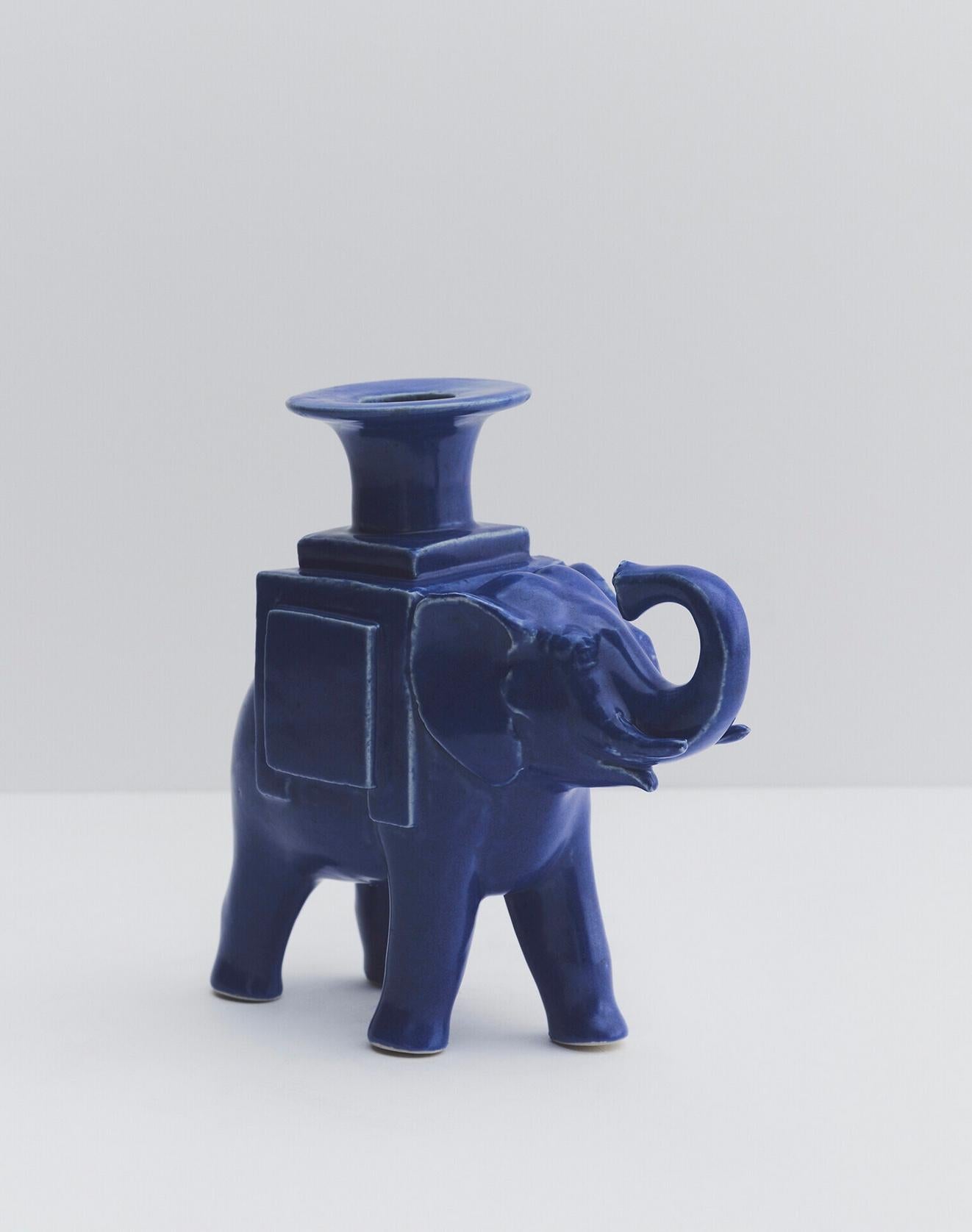 Paire Bougeoirs Elephant, Candle Stick, Animal, Ceramic, Lalanne, Design For Sale 1