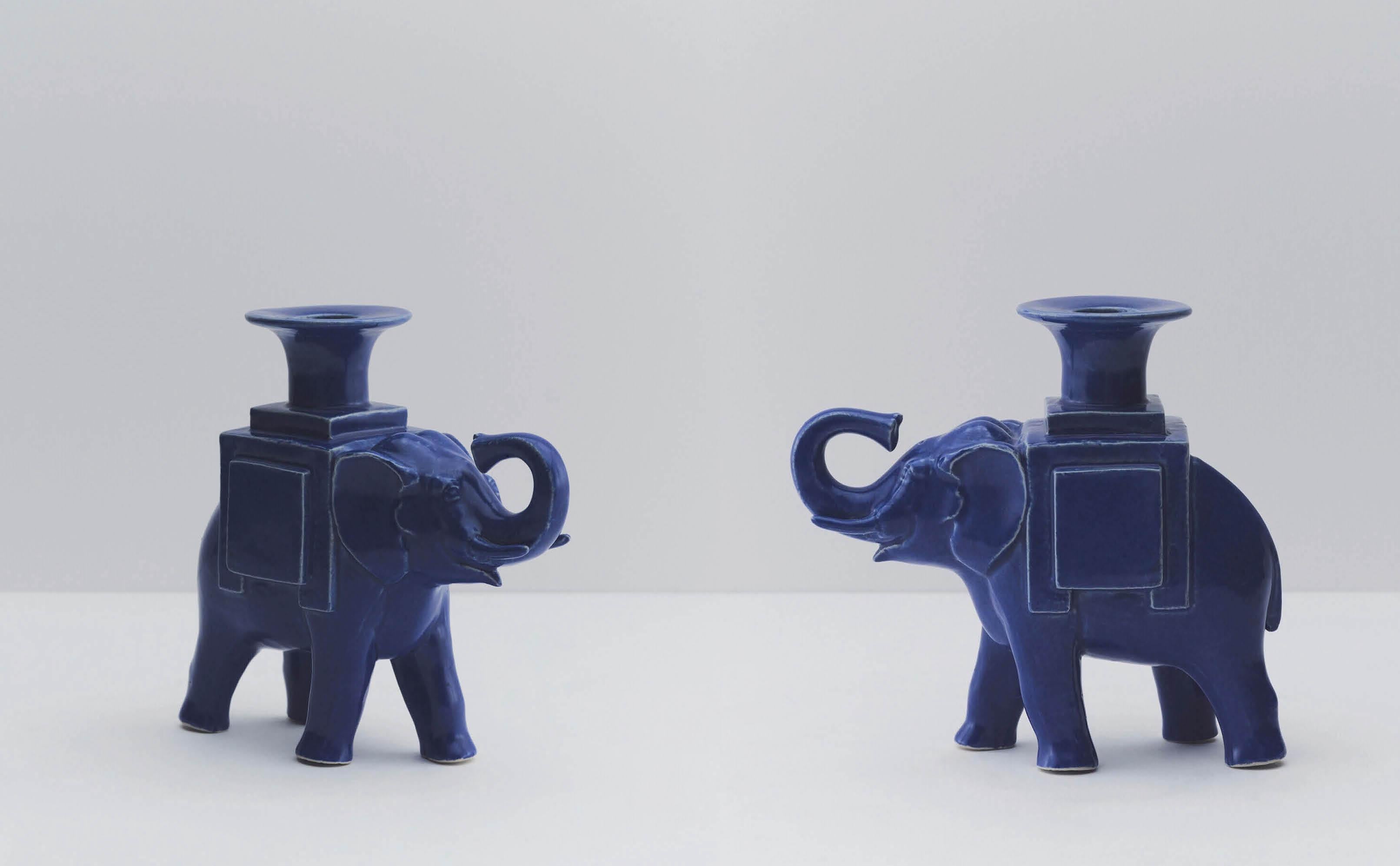 Paire Bougeoirs Elephant, Candle Stick, Animal, Ceramic, Lalanne, Design