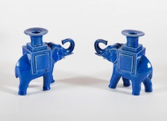 Paar Bougeoirs éléphants