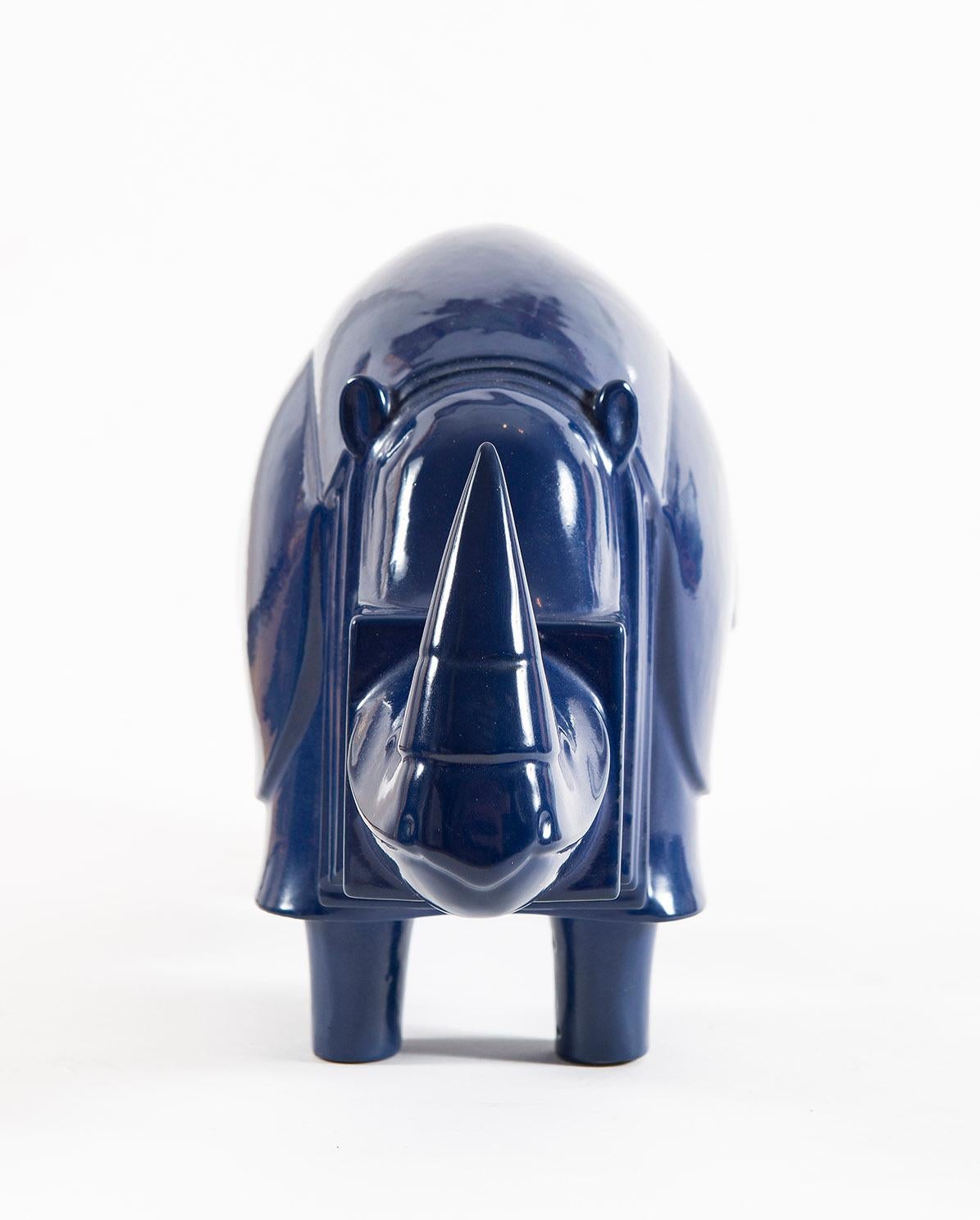 Rhinoceros, Lalanne, Animal, Design, Iron, Limited edition, 1980's, Blue - Contemporary Art by Francois-Xavier Lalanne