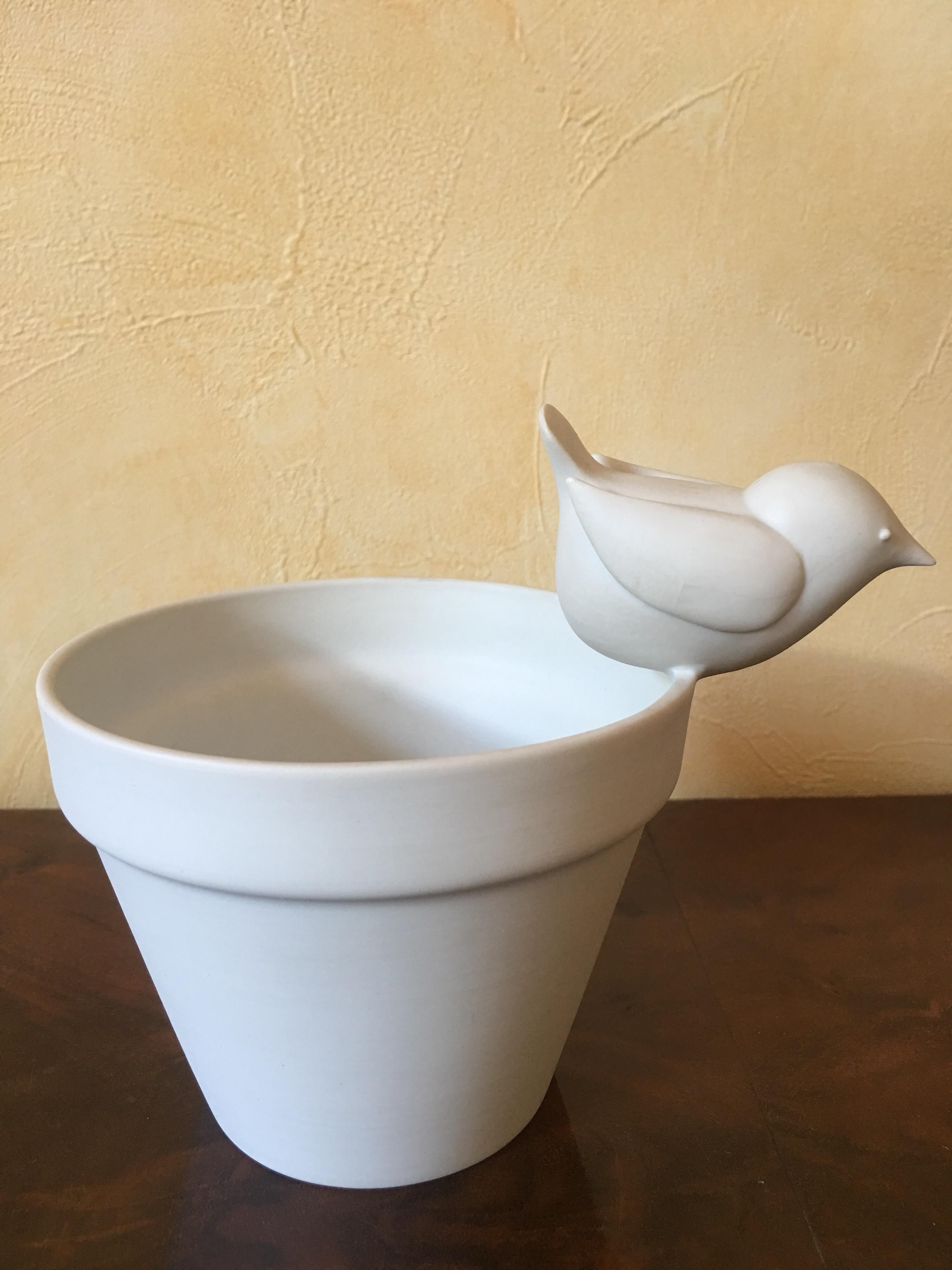 Rare white porcelain pot designed By Francois Xavier Lalanne in Paris in 1998.
Underside signed and Located 