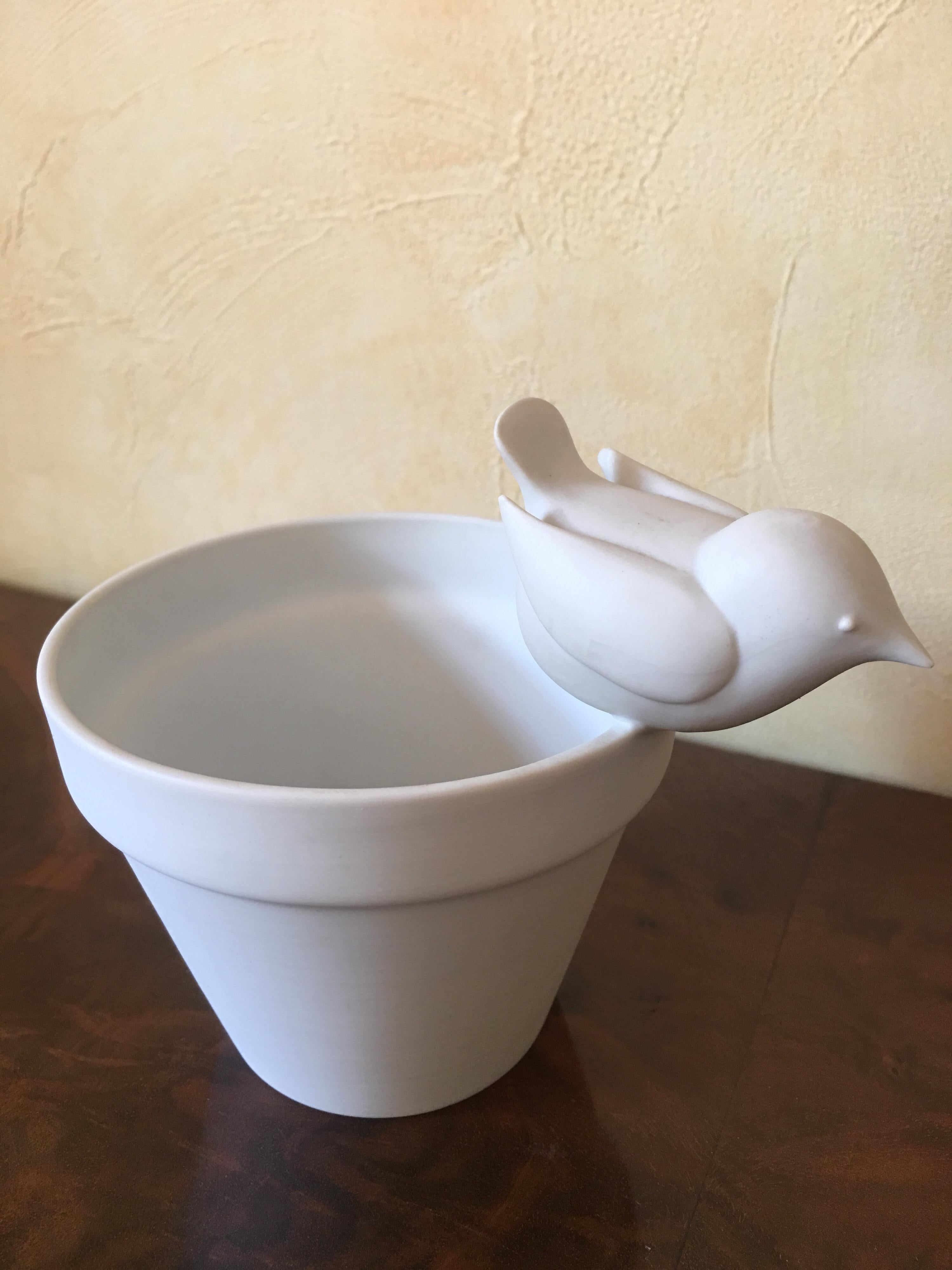 Modern Francois Xavier Lalanne Signed Bird Pot in Biscuit, Limited Edition Paris 1998