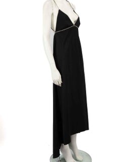Francoise Black Crystal Embellished Wool Slip Dress Size XXL