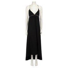 Françoise Black Crystal Embellished Wool Slip Dress Size XXL