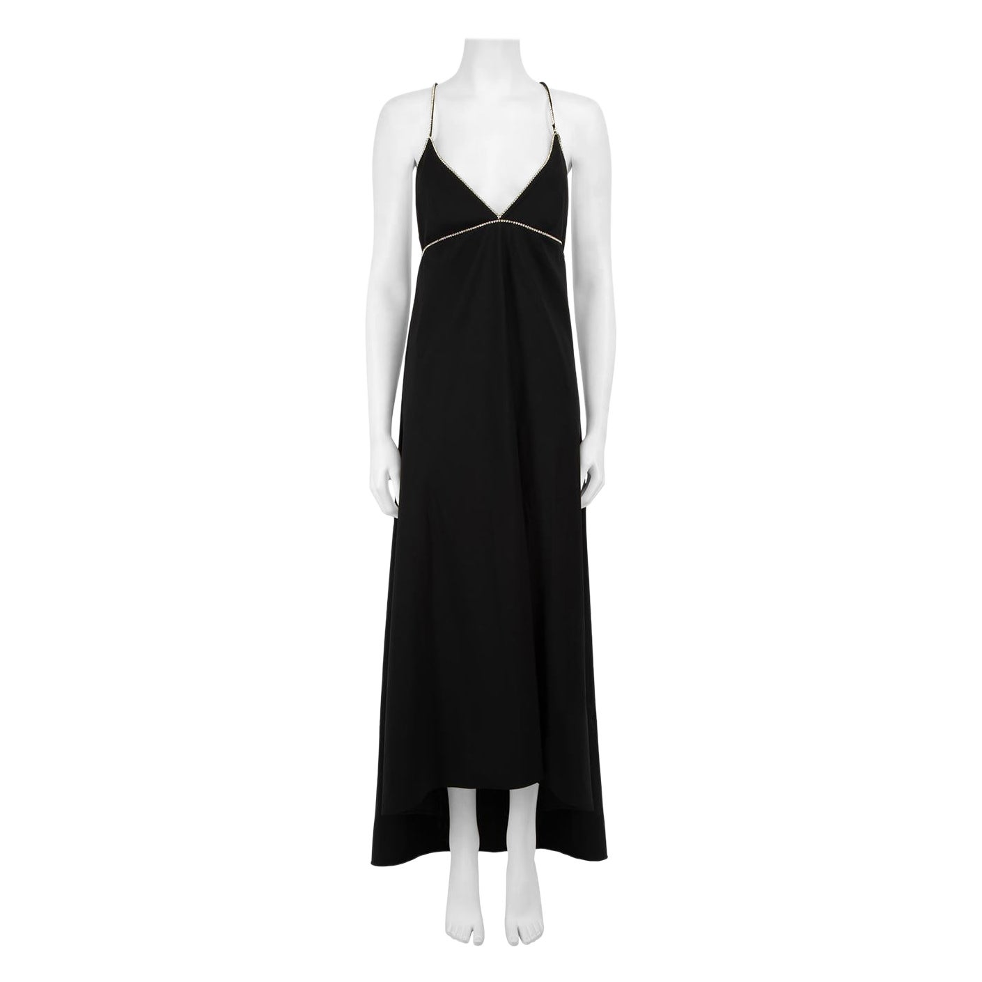 Françoise Black Crystal Embellished Wool Slip Dress Size XXL For Sale