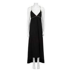 Françoise Black Crystal Embellished Wool Slip Dress Size XXL