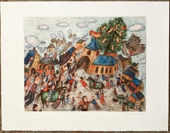 Old World Village Scene