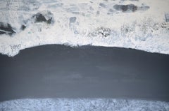 Force 8:: peinture acrylique - Paysage marin abstrait noir et blanc turquoise