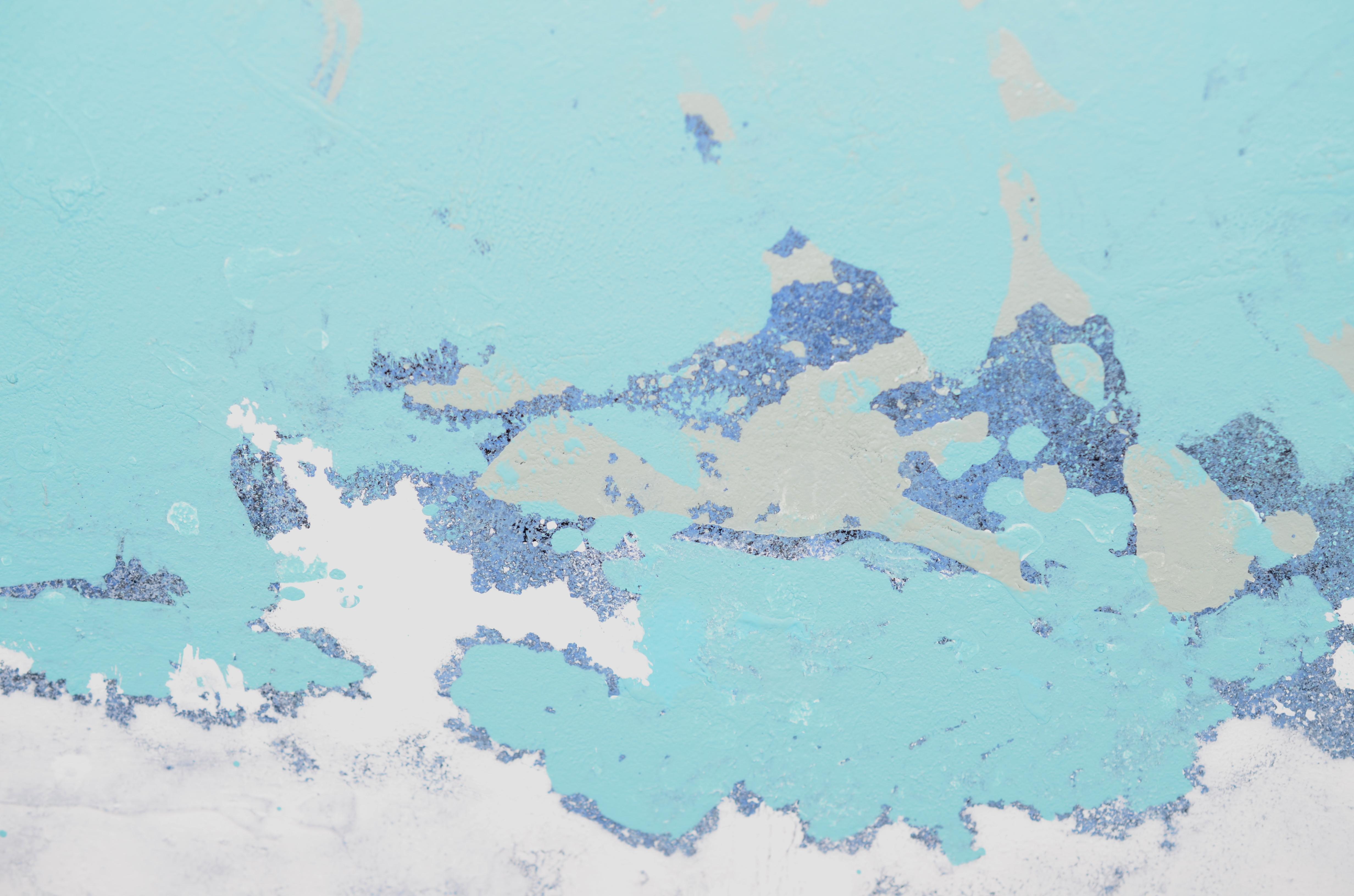 Groundswell, Minimalistische abstrakte Marinelandschaft, türkisfarbenes Acrylgemälde (Abstrakt), Painting, von Françoise Duprat