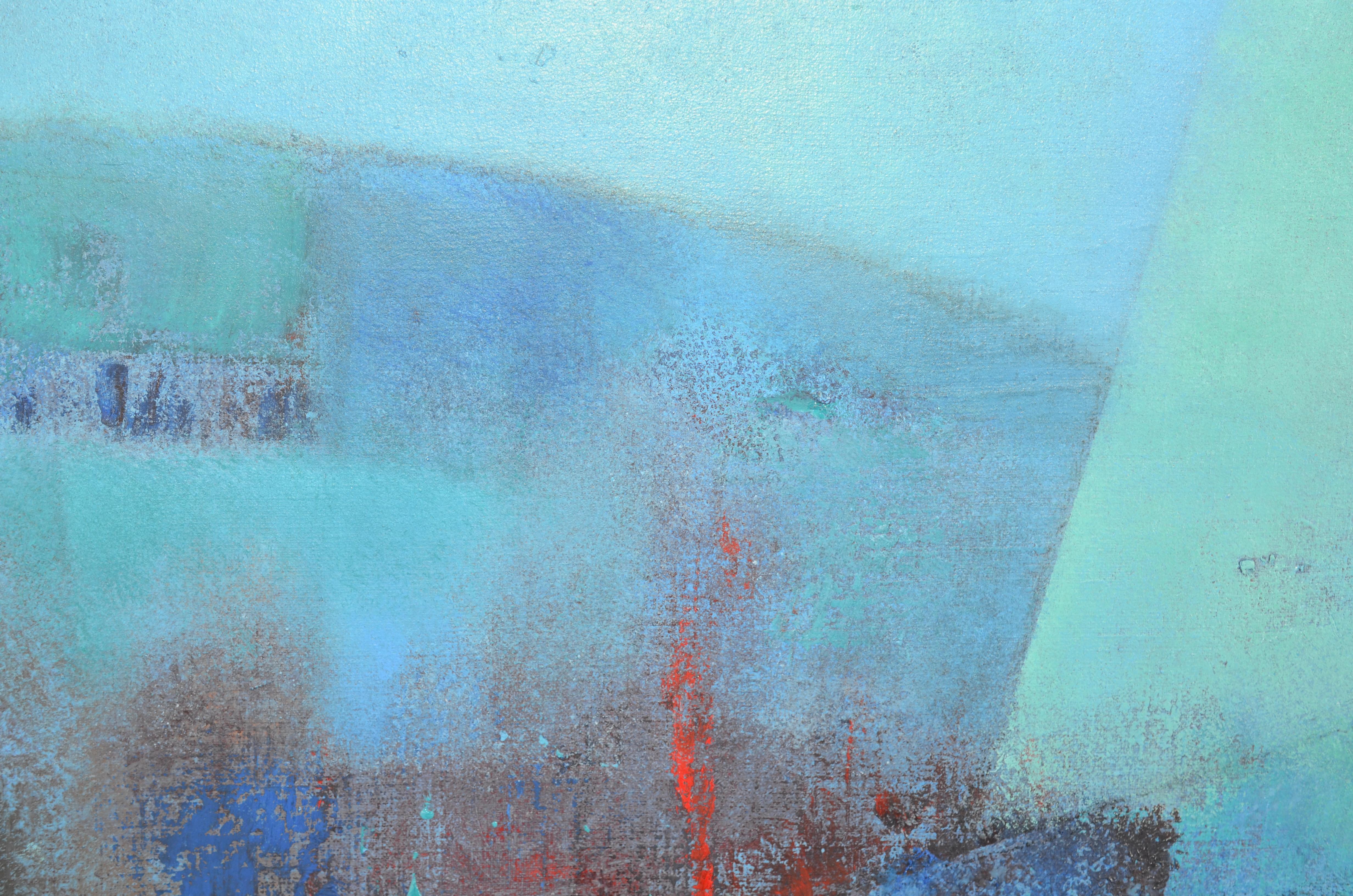 Esta obra de Françoise Duprat representa un paisaje marino abstracto en azul turquesa con toques rojos. En sus inicios, Françoise pintaba sobre todo obras figurativas y simbolistas, y en su última etapa pinta sobre todo obras abstractas líricas.