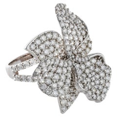 Bague imposante « Françoise Flower » en moissanite, en or blanc 14 carats